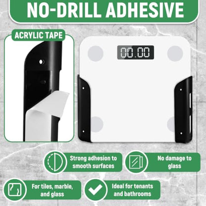 Wall-Mounted Bathroom Scale Holder Set - Black, 2 Pieces