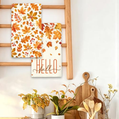 MUBIAO Set of 2 Fall Kitchen Towels - Hand Towels for Decor & Cleaning - 13.5×23.5 Inch - Towel2