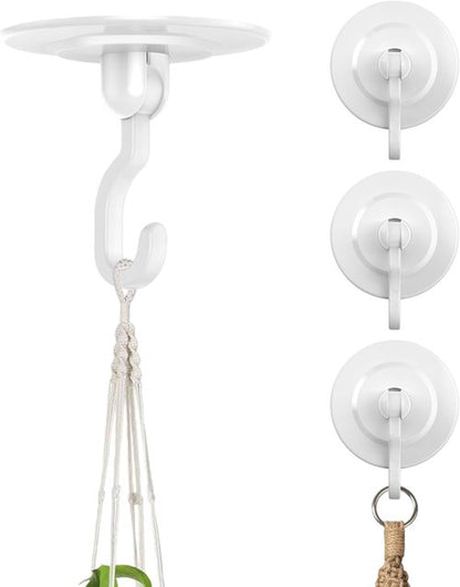 3M Command Hooks - Heavy Duty Adhesive Wall & Ceiling Decor - 4-Pack, 3 lbs Capacity, 360° Swivel