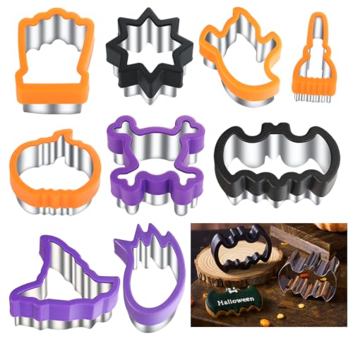 Halloween Cookie Cutters Set - Stainless Steel Shapes with Comfort Grips, 2-3 Inches