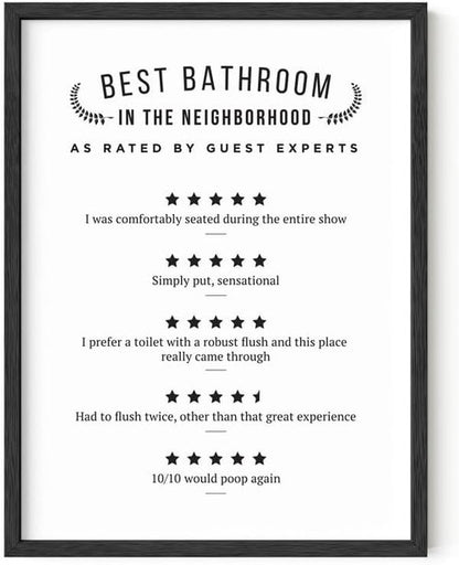 HAUS AND HUES Bathroom Signs - Funny Toilet Decor Wall Art with Black Frame (12x16)