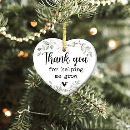 Thank You for Helping Me Grow Teacher Appreciation Christmas Ornament - Holiday Gift