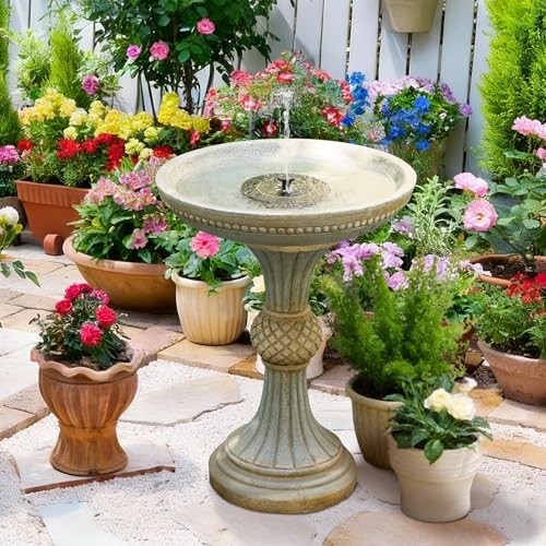 Outdoor Water Fountain with Solar Pump and LED Light - Garden Decor, Weather-Resistant