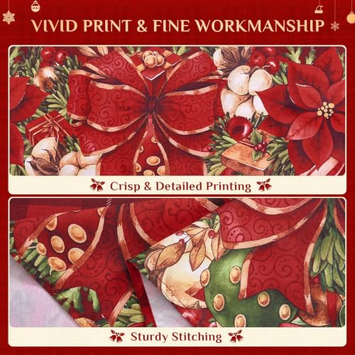 Softalker Christmas Plaid Round Tablecloth 70 Inch - Red Checkered, Flower Variation