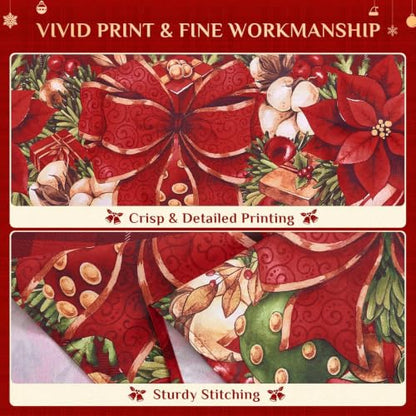 Softalker Christmas Plaid Round Tablecloth 70 Inch - Red Checkered, Flower Variation