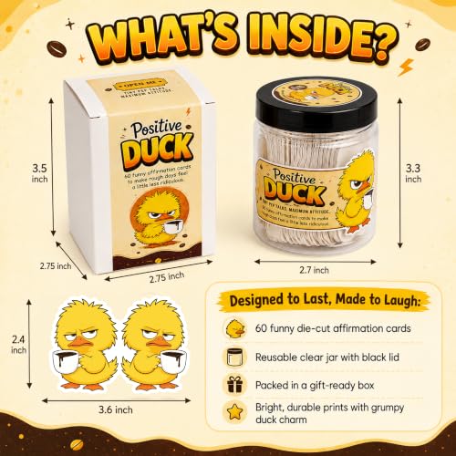 Positive Duck Jar - Funny Sarcastic Duck Cards for Daily Support - Duck Coffee Variation
