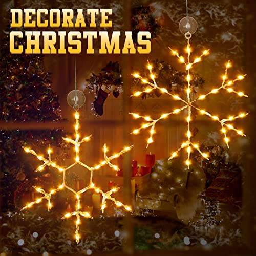 Christmas Snowflake Window Lights Set - Warm White, 8 Pieces with Remote