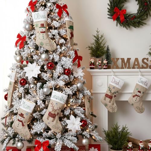 Christmas Stockings with Glitter Pens Set – Red & Black Linen Plus Glitter Glue