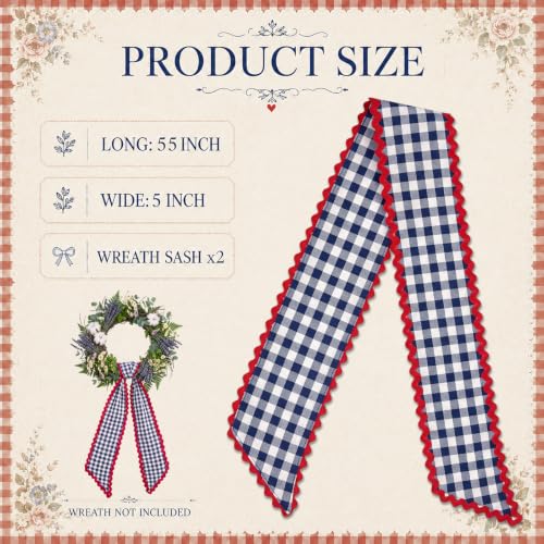Black and White Checkered Sash for Wreaths - 2 Pack Home Decor Accessories