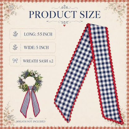 Black and White Checkered Sash for Wreaths - 2 Pack Home Decor Accessories