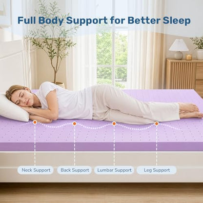 Sweetcrispy 3 Inch Twin Gel Memory Foam Mattress Topper - Purple Variation