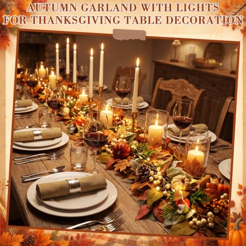 Elegant 6ft Fall Garland for Mantle with Lights - Autumn Decor
