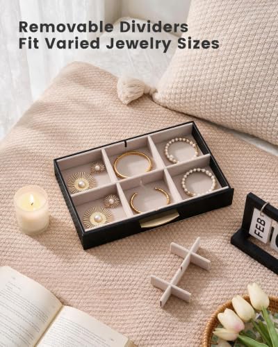 Jewelry Box Organizer Case with Glass Lid - 4-Layer, Black
