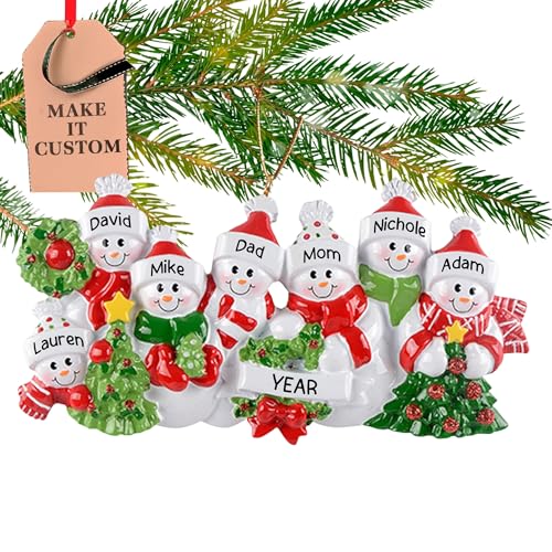 Personalized Snowman Family Ornament - Family of 7 Holiday Keepsake 2026