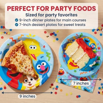 Sesame Street Party Decorations Tableware Set - Elmo Birthday Supplies