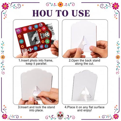 36 Dia De Los Muertos Photo Frames Set - Traditional Sugar Skull Decorations
