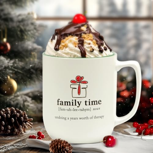 Christmas Fun Green Sayings Ceramic Mugs Set of 6 16 oz. Assorted Designs with Variation 5x3.625 inches