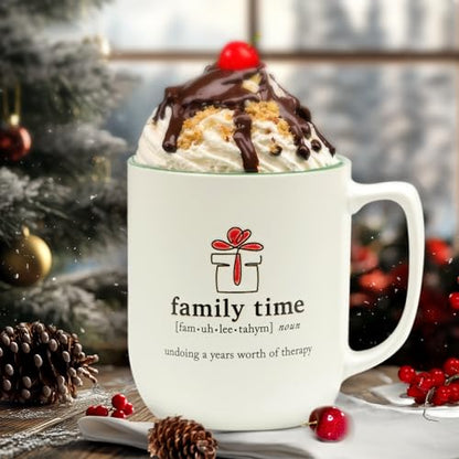 Christmas Fun Green Sayings Ceramic Mugs Set of 6 16 oz. Assorted Designs with Variation 5x3.625 inches