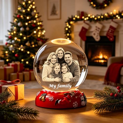 VYP Personalized Snow Globe with Photo & Christmas Base - Custom Gift