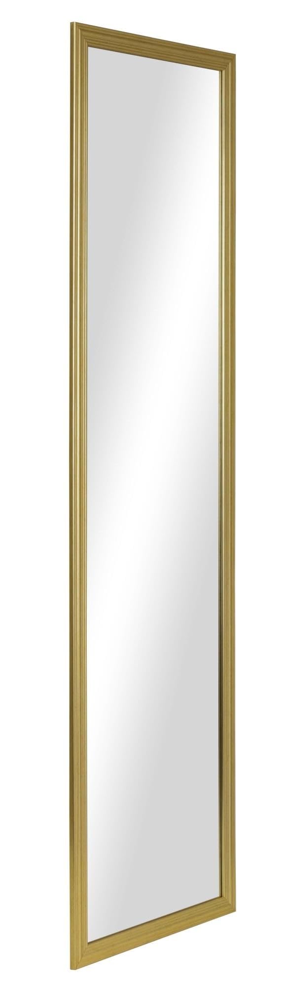 Gold Full Length Mirror 13.5x49.5 in — Wall or Door Mount, Vertical or Horizontal, with Hardware
