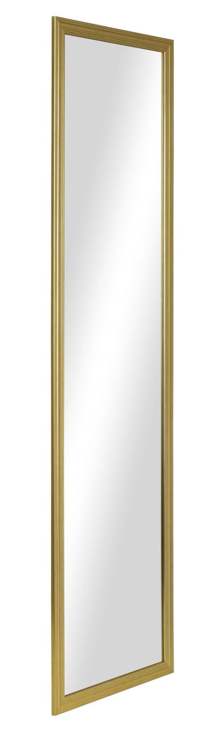 Gold Full Length Mirror 13.5x49.5 in — Wall or Door Mount, Vertical or Horizontal, with Hardware