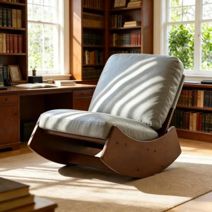 Blue Faux Leather Armless Rocking Lounge Chair - Trygoal