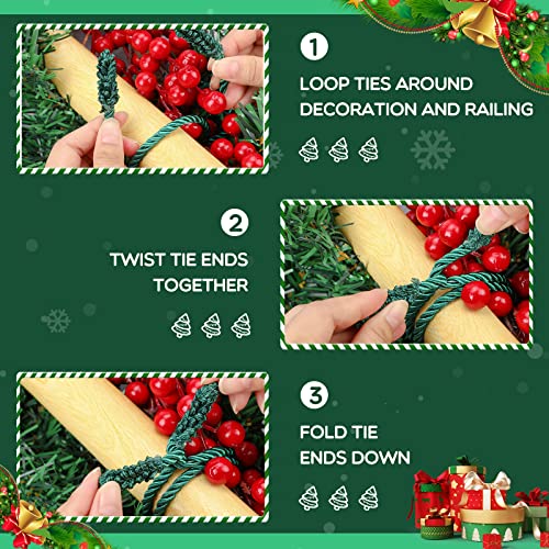 Green Christmas Garland Ties - 8 Pack 20 Inch Holiday Twist Ties
