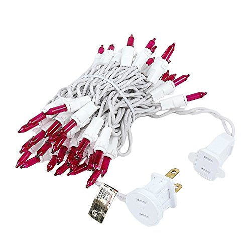 Pink Incandescent Christmas Mini String Lights - 11 Feet, 50 Bulbs