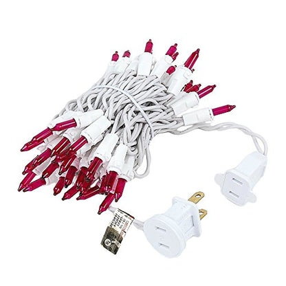 Pink Incandescent Christmas Mini String Lights - 11 Feet, 50 Bulbs