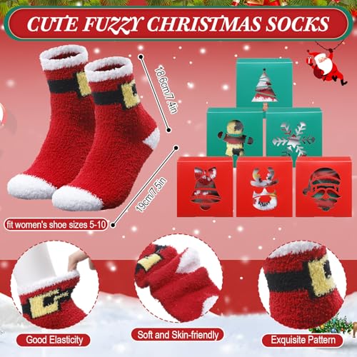 48 Pairs Christmas Fuzzy Socks in Gift Boxes with Window - Holiday Gift Set