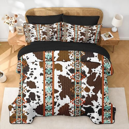 King Western Aztec Quilt Set 7 Pieces Bedspread Bedding