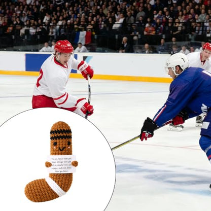 Hockey Crochet Doll - Handmade Positive Energy Gift, Brown