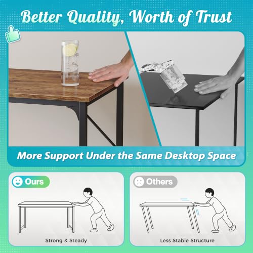 PRAISUN 55-Inch Computer Desk with Fabric Storage Bag - Rustic Brown