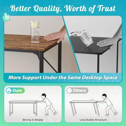 PRAISUN 55-Inch Computer Desk with Fabric Storage Bag - Rustic Brown