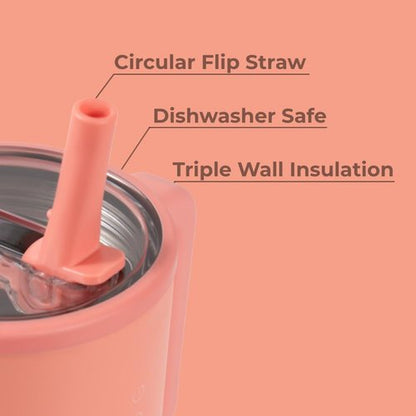 HydroJug Traveler - 40 Oz Insulated Water Bottle with Handle & Flip Straw | Leak Resistant, Summer Peach
