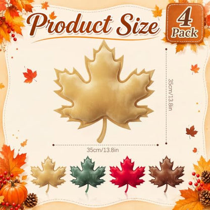 Fall Maple Leaf Plush Throw Pillow Set - Autumn Home Decor 4 Pieces