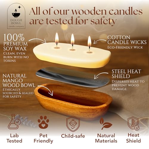 Christmas Tree Soy Candle in Rustic Wooden Dough Bowl - 6 Wick, 32oz
