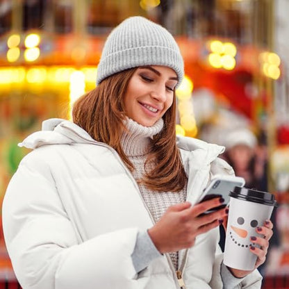 Disposable Christmas Snowman Paper Cups with Lids 16 oz - Pack of 120