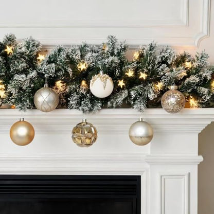 HipTree White Gold Velvet Christmas Tree Baubles 12 Pack - 3.14 Inch