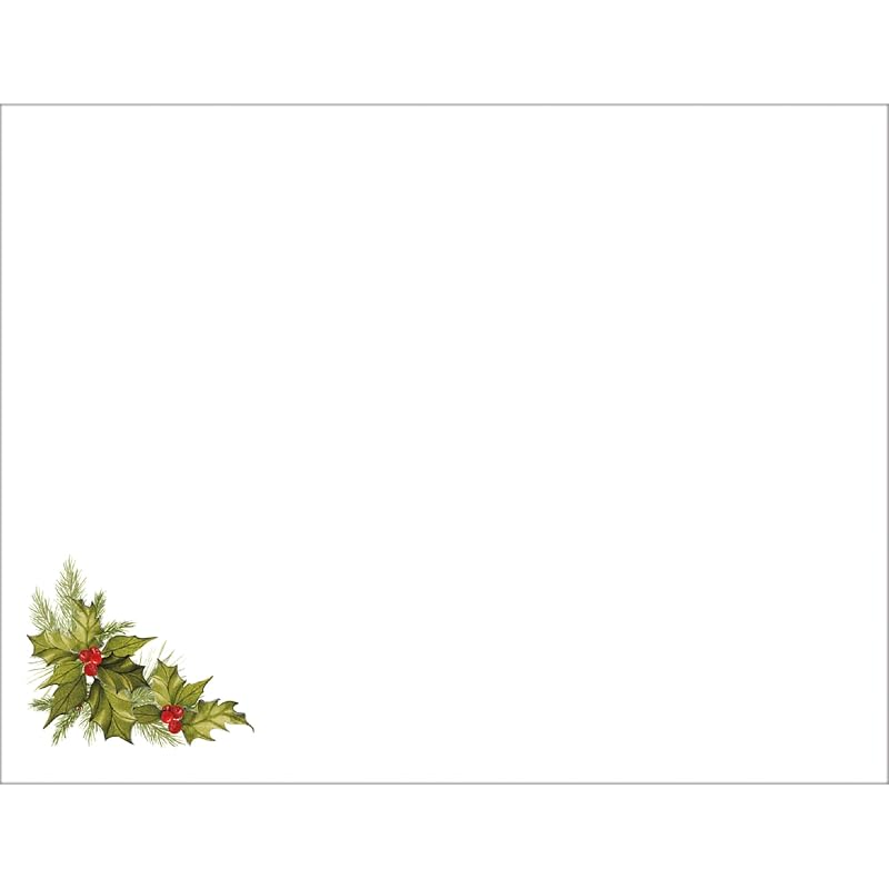 Lang Christmas Holly Boxed Cards with Envelope Set – 18 Linen-Embossed Holiday Greeting Cards