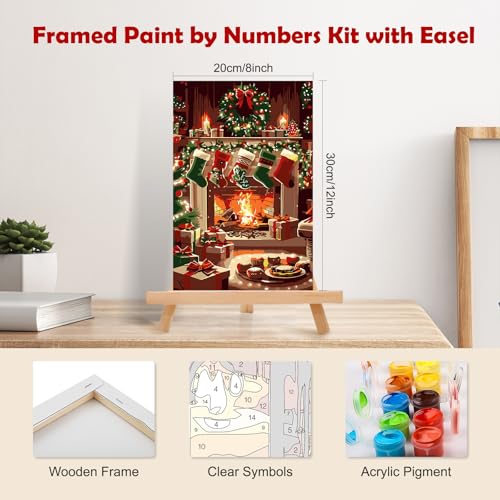 Christmas Paint by Numbers Kit for Adults with Socks Design, 8x12in Canvas & Frame
