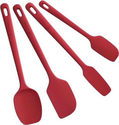 ChefAide Silicone Spatula Set - 4 Pieces, Heat Resistant, Ergonomic Grip for Nonstick Cookware