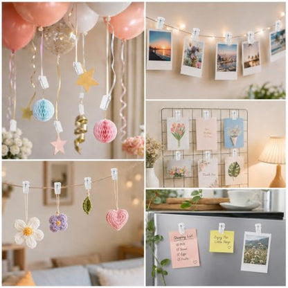 Self-Adhesive Wall Clips for Photos & Decor - 50 Pack
