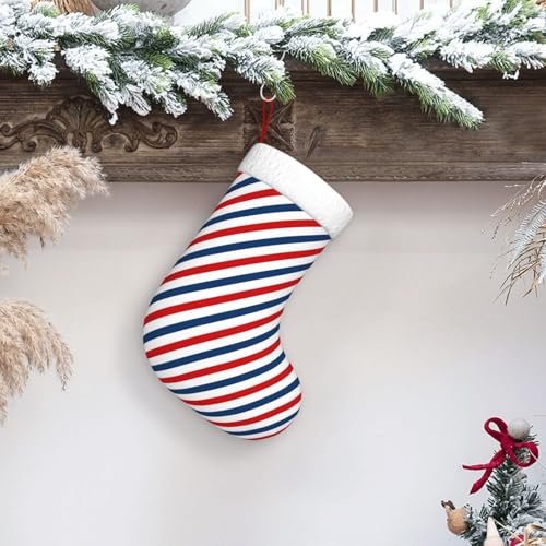 Christmas Stocking Hanging Decoration - Striped Holiday Socks 17.7 Inch - Color 16