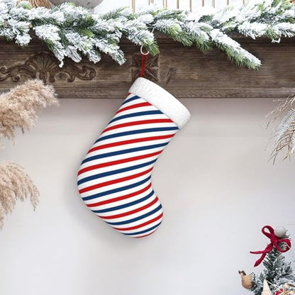 Christmas Stocking Hanging Decoration - Striped Holiday Socks 17.7 Inch - Color 16