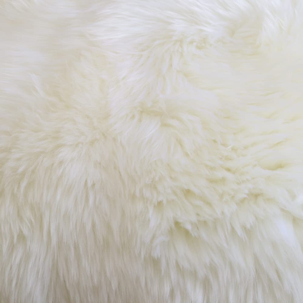 Woolous Sheepskin Rug, Genuine New Zealand Natural Lambskin Wool Real Sheep Skin Fur Throw Area Rug for Living Room, Bedroom, Sofa or Chair Covers (Single pelt 2x3 ft, Ivory White)