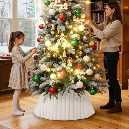 Christmas Tree Collar Plush 30 Inch White Tree Stand Cover Xmas Decor