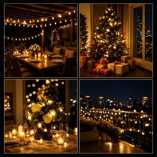 120 LED Fairy Lights Plug in 39ft Warm White Globe String Lights Indoor