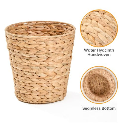3 Gallon Wicker Trash Can - Natural Rattan Waste Basket for Bathroom & Home