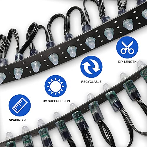 50m Black Mounting Strip for 12mm RGB Pixels - HDPE Material, 1 Inch Spacing